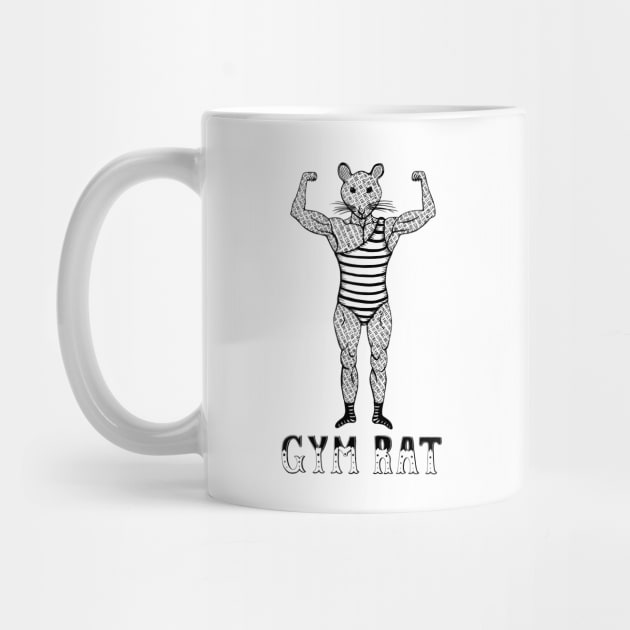 Strongman Bodybuilder Gym Rat - Line Drawing by studiogooz